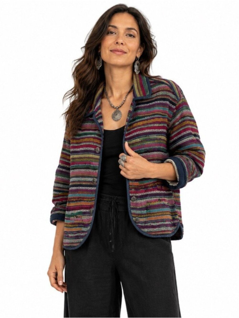 vintage SOUTHWESTERN AZTEC jacket blazer MEDIUM cotton art to wear retro